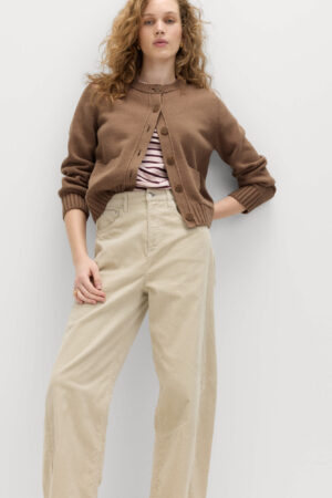 Cotton Rich Crew Neck Button Front Cardigan