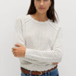 Cotton Rich Pointelle Scallop Edge Jumper