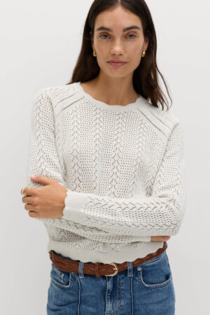 Cotton Rich Pointelle Scallop Edge Jumper