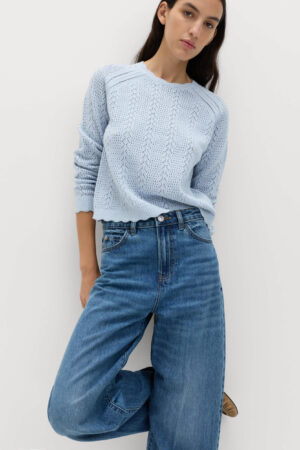 Cotton Rich Pointelle Scallop Edge Jumper