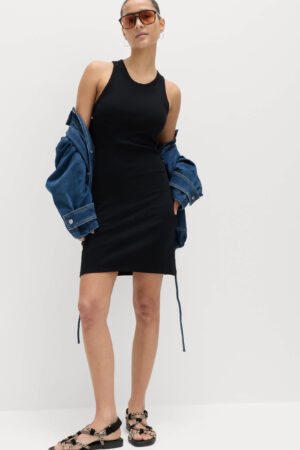 Cotton Rich Ribbed Bra Insert Mini Bodycon Dress