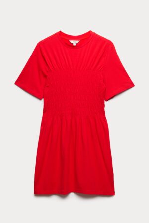 Cotton Rich Shirred Mini T-Shirt Dress