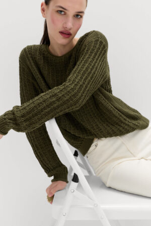 Cotton Rich Textured Crew Neck Jumper