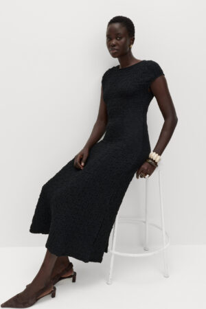 Cotton Rich Textured Midi Skater Dress