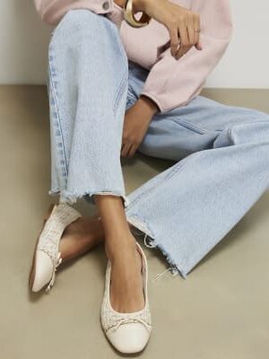 Cream Boucle Ballet Pumps