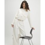 Cream Long Sleeve Pocket Detail Bomber Jacket