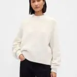 Cream Relaxed Saddle-Sleeve Crew Neck Jumper