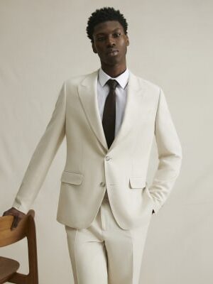 Cream Slim Fit Suit Jacket