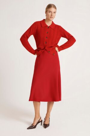 Crepe Midi Slip Skirt