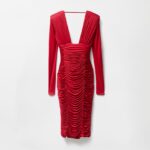 Draped Silk Crêpe Jersey Midi Dress