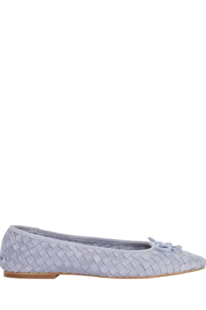 Dune London Heat Woven Suede Bow Detail Ballet Pumps