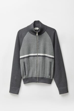Embroidered Jacquard Cotton Knit Zip Sweatshirt