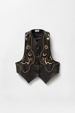 Embroidered Leather Vest