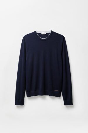 Embroidered Wool Knit Crewneck Jumper