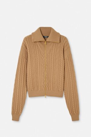Embroidered Wool Knit Zip Jumper
