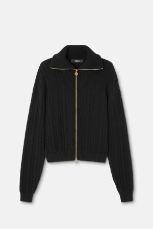 Embroidered Wool Knit Zip Jumper