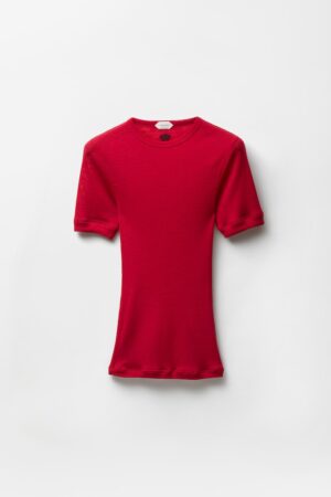 Embroidered Wool Ribbed Knit T-Shirt