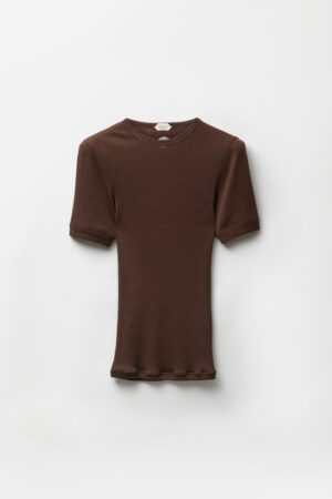 Embroidered Wool Ribbed Knit T-Shirt