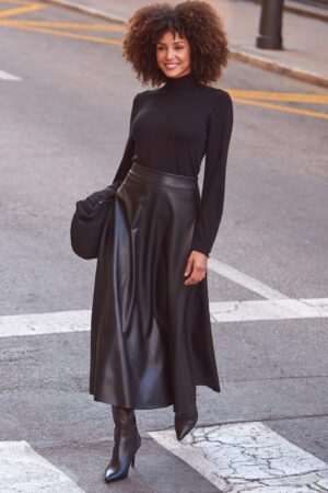 Faux Leather Midaxi Skirt