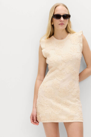 Floral Textured Knitted Mini Dress