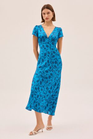 Floral V-Neck Midaxi Tea Dress