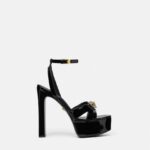 Gianni Ribbon Patent Sandals 140 mm