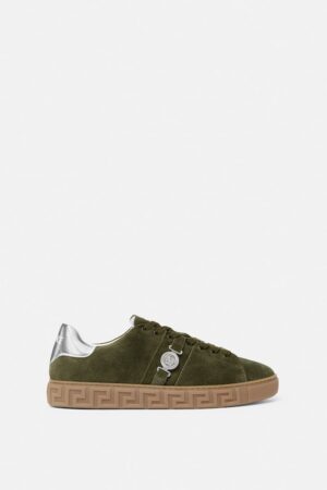 Greca Embellished Suede Trainers