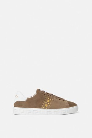 Greca Embellished Suede Trainers