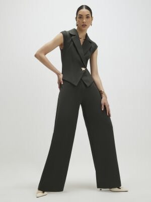 Green Cap Sleeve Wide Leg Jumpsuit