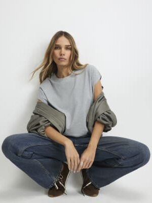 Grey Loose Fit Short Sleeve Top