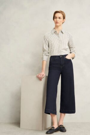 High Waisted Flared Wide Leg Cropped Jeans