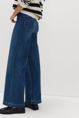 High Waisted Wide Leg Ankle Grazer Jeans