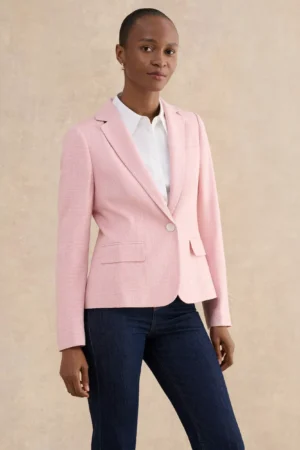 Hobbs Blake Check Jacket, Pink/Ivory