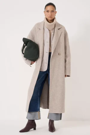 HUSH Mili Wool Double Faced Checked Coat
