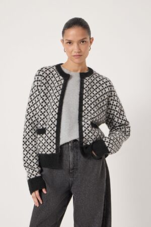 Jacquard Edge to Edge Cardigan with Wool