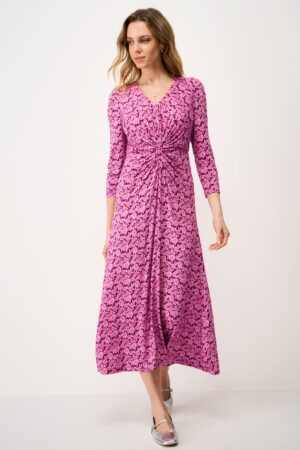 Jersey Floral V-Neck Midi Skater Dress