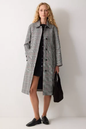 Jigsaw Check Trench Coat, Cream