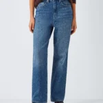 John Lewis Mid Rise Straight Jeans, Mid Blue