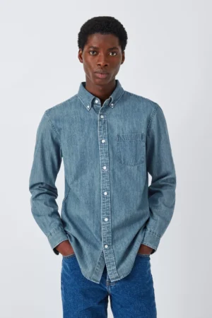 John Lewis Regular Fit Denim Shirt, Blue
