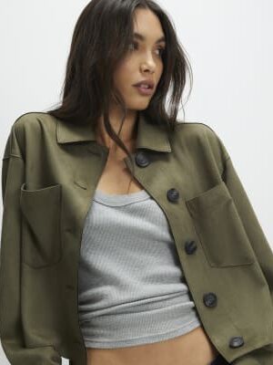 Khaki Faux Suede Overshirt