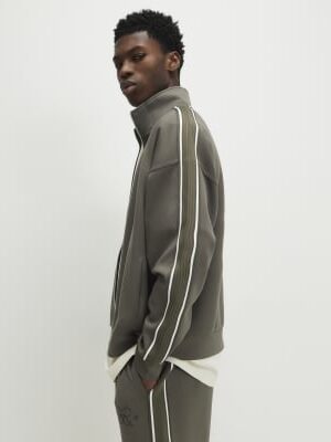 Khaki Oversized Fit Monogram Tracksuit Jacket