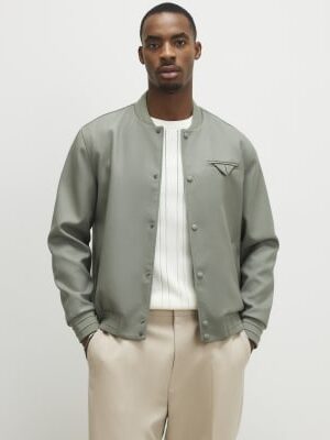 Khaki Twill Bomber Jacket