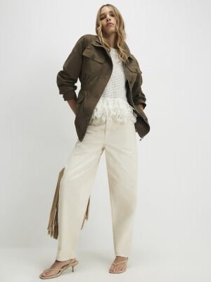 Khaki Utility Funnel Jacket