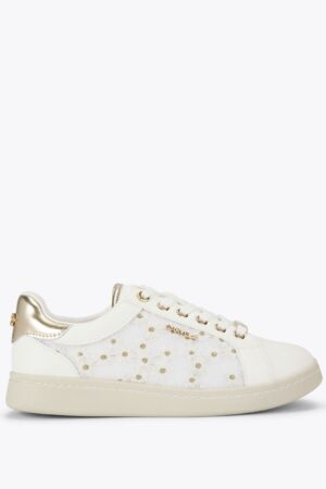 Lace Up Flower Embroidered Trainers