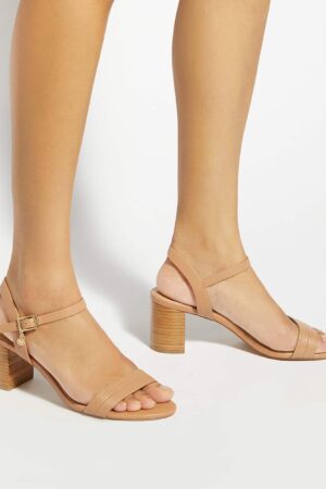 Leather Ankle Strap Block Heel Sandals