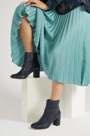 Leather Block Heel Ankle Boots