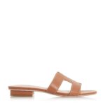 Leather Block Heel Sliders