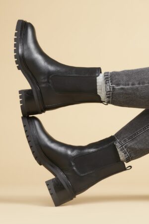 Leather Chelsea Block Heel Ankle Boots