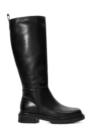 Leather Cleated Flat Knee High Boots