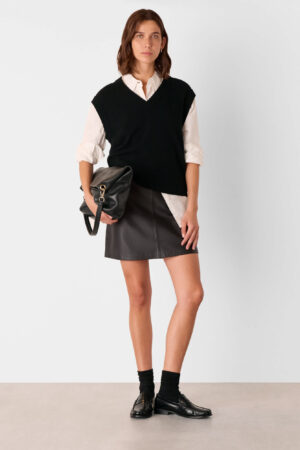 Leather Mini A-Line Skirt